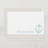 Wäsche & Minze Nautische Streifen & Ankergeschosse Mitteilungskarte (Vorne/Hinten)