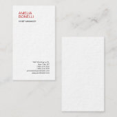 Wäsche Modernes Minimalistisches Schlichtes Weiß Visitenkarte (Vorne/Hinten)