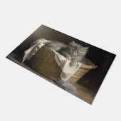 Wäsche- oder Spielzeit Grau-Kitten-Portrait Fußmatte (Schrägansicht)