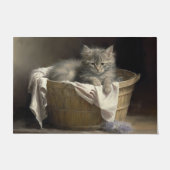 Wäsche- oder Spielzeit Grau-Kitten-Portrait Fußmatte (Vorderseite)