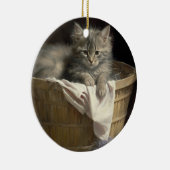 Wäsche- oder Spielzeit Grau-Kitten-Portrait Keramik Ornament (Rechts)