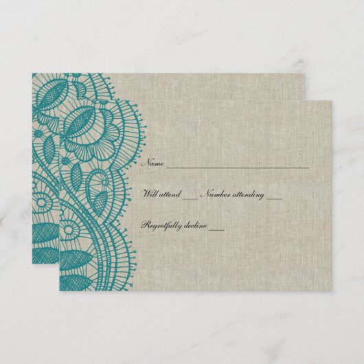 Wäsche und Aquamarine Spitzen-uAwg RSVP Karte (Vorne/Hinten)