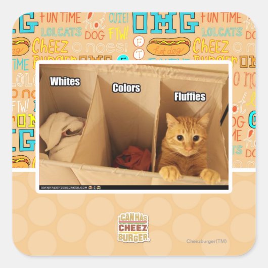 Wäschekatze Quadratischer Aufkleber (Vorderseite)