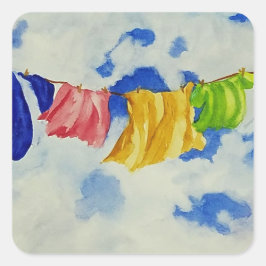 Wäscheleine Außenbereich Quadratischer Aufkleber