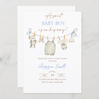 Wäscheleine Babydusche Einladung