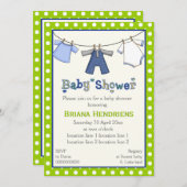 Wäscheleine Babydusche personalisiert Einladung (Vorne/Hinten)