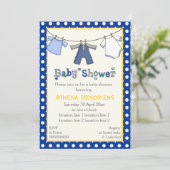 Wäscheleine Babydusche personalisiert Einladung (Stehend Vorderseite)