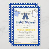 Wäscheleine Babydusche personalisiert Einladung (Vorne/Hinten)