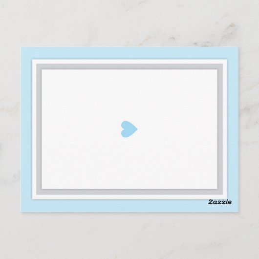 Wäscheleine Babydusche Wünsche für Baby blau-grau Postkarte (Rückseite)