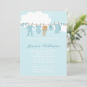 Wäscheleine-Babyparty Einladung (Stehend Vorderseite)