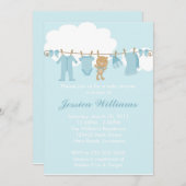 Wäscheleine-Babyparty Einladung (Vorne/Hinten)