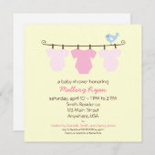 Wäscheleine-Babyparty-Einladung Einladung (Vorne/Hinten)