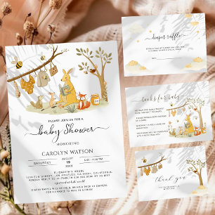 Wäscheleine Forest Watercolor Babydusche Dankeskarte