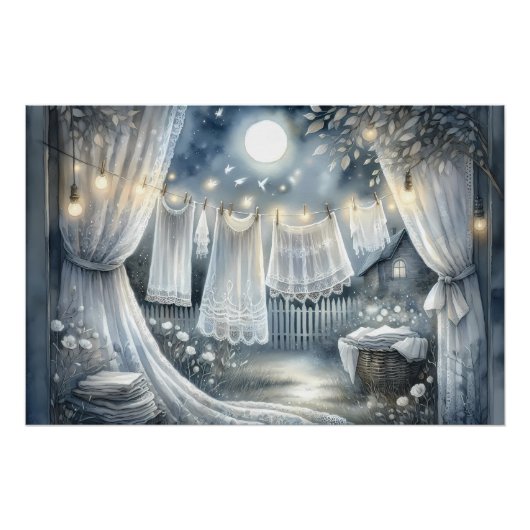 Wäscheleine für den Netzkern von Moonlit Poster (Vorderseite)