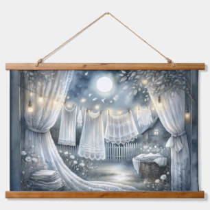 Wäscheleine für den Netzkern von Moonlit Wandteppich Mit Holzrahmen