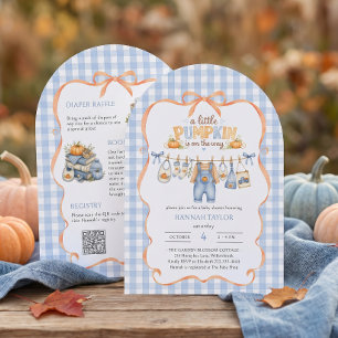 Wäscheleine Kleiner Kürbis Blau Baby Shower Einladung