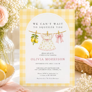 Wäscheleine Lemon Squeeze Mädchen Baby Shower Einladung