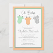 Wäscheleine Peach Mint Baby Girl Dusche Einladung (Vorderseite)