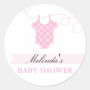Wäscheleine Rosa Modern Baby Shower Aufkleber