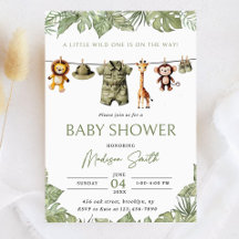 Wäscheleine Safari Baby Shower Einladung Ein Klein