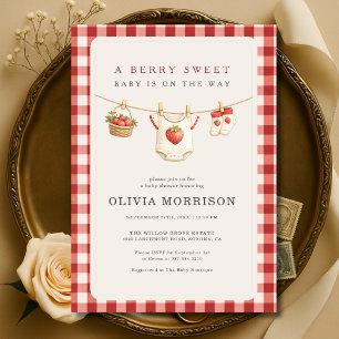 Wäscheleine Strawberry Berry Sweet Baby Shower Einladung