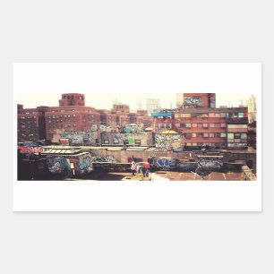 Wäscheleinen und Graffiti Rechteckiger Aufkleber