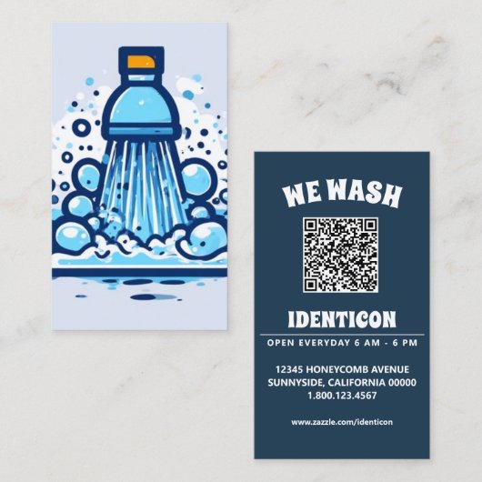 WASCHEN mit QR-Code Visitenkarte (Vorne/Hinten)