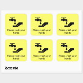 Waschen Sie bitte Ihre Hände Quadratischer Aufkleber (Blatt)