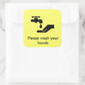 Waschen Sie bitte Ihre Hände Quadratischer Aufkleber (Tasche)