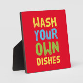 Waschen Sie Ihre Geschirr Erinnerung Gelber Text Fotoplatte (Vorderseite)