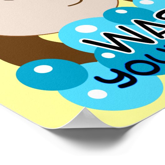 Waschen Sie Ihre Hände Affe Badezimmer Kunst Poster (Ecke)