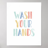 Waschen Sie Ihre Hände farbenfrohe Kinder Badezimm Poster (Vorne)