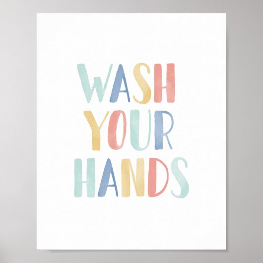 Waschen Sie Ihre Hände farbenfrohe Kinder Badezimm Poster (Vorne)