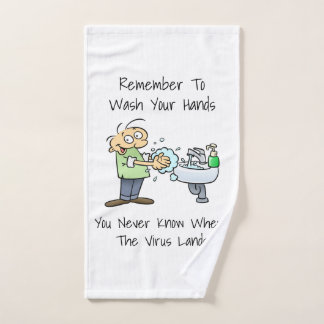 Waschen Sie Ihre Hände Hygiene Erinnerung Cartoon Handtuch