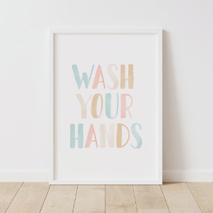 Waschen Sie Ihre Hände neutrale Kinder Badewanne P Poster