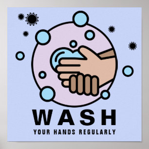 Waschen Sie Ihre Hände regelmäßig Virus-Symbol Poster