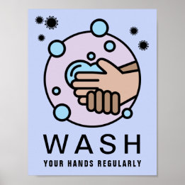 Waschen Sie Ihre Hände Regelmäßig Virus-Symbol Poster