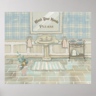Waschen Sie Ihre Hände Vintage Sink-Badezimmer-Dek Poster