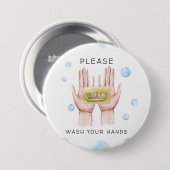 Waschen Sie Ihre Hände | Wasserfarbe Illustration Button (Vorne & Hinten)