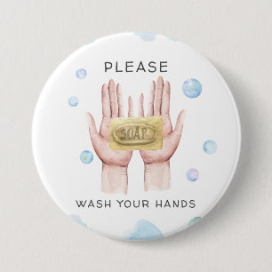 Waschen Sie Ihre Hände   Wasserfarbe Illustration  Button