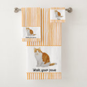 Waschen Sie Ihre Paws Orange Cat Wasserfarbe Strei Badhandtuch Set (Insitu)