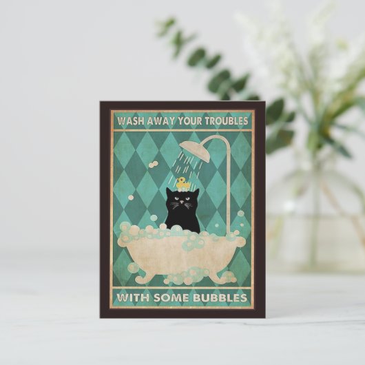 Waschen Sie Ihre Probleme ab - Niedliche Katzen we Postkarte (Stehend Vorderseite)
