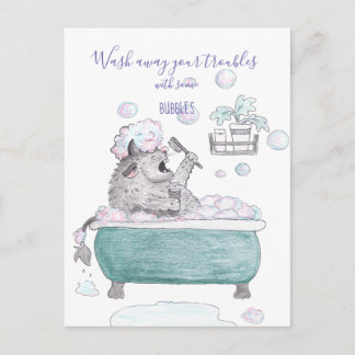 Waschen Sie Ihre Probleme ab / Witziges Monster Postkarte