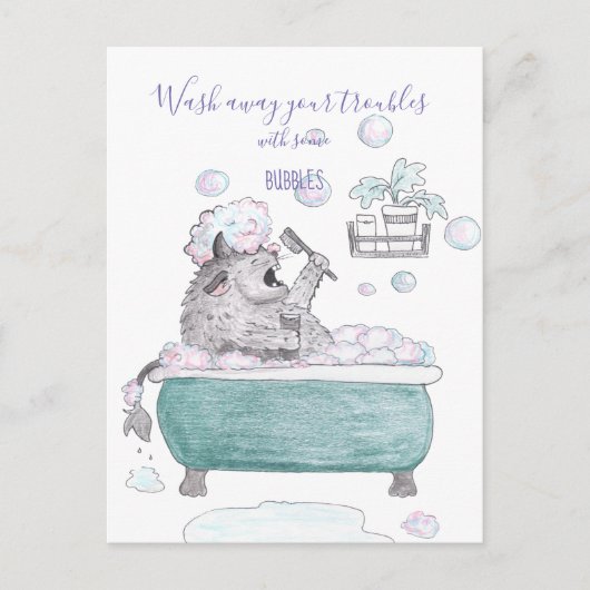 Waschen Sie Ihre Probleme ab / Witziges Monster Postkarte (Vorderseite)