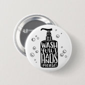 Waschen Sie sich bitte die Hände Button (Vorne & Hinten)