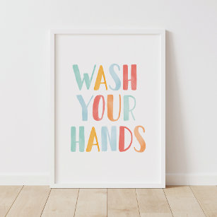 Waschen Sie sich die Hände farbenfrohe Kinder Bade Poster