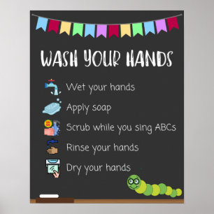 Waschen Sie sich Ihr Handplakat für Kinder Poster