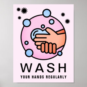 Waschen Sie sich regelmäßig das Virus-Symbol Poster