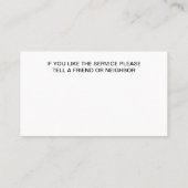 Waschen und Reinigen von Visitenkarten Visitenkarte (Rückseite)