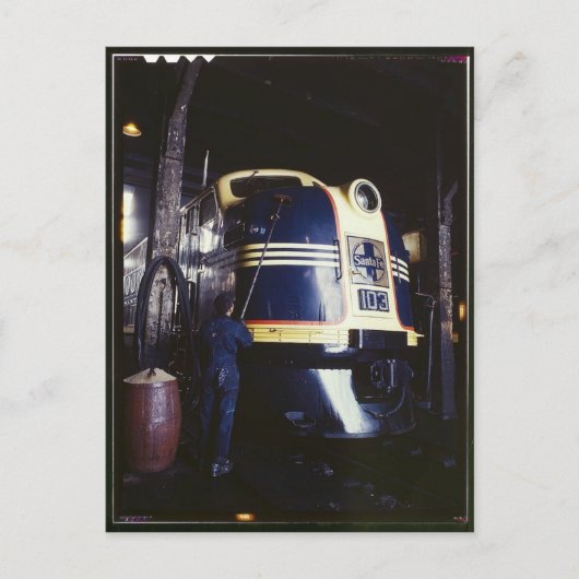 Waschen von Lokomotiven 1939 Postkarte (Vorderseite)